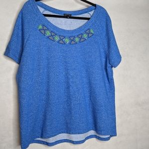 Blue Short Sleeve Sweatshirt with detailing